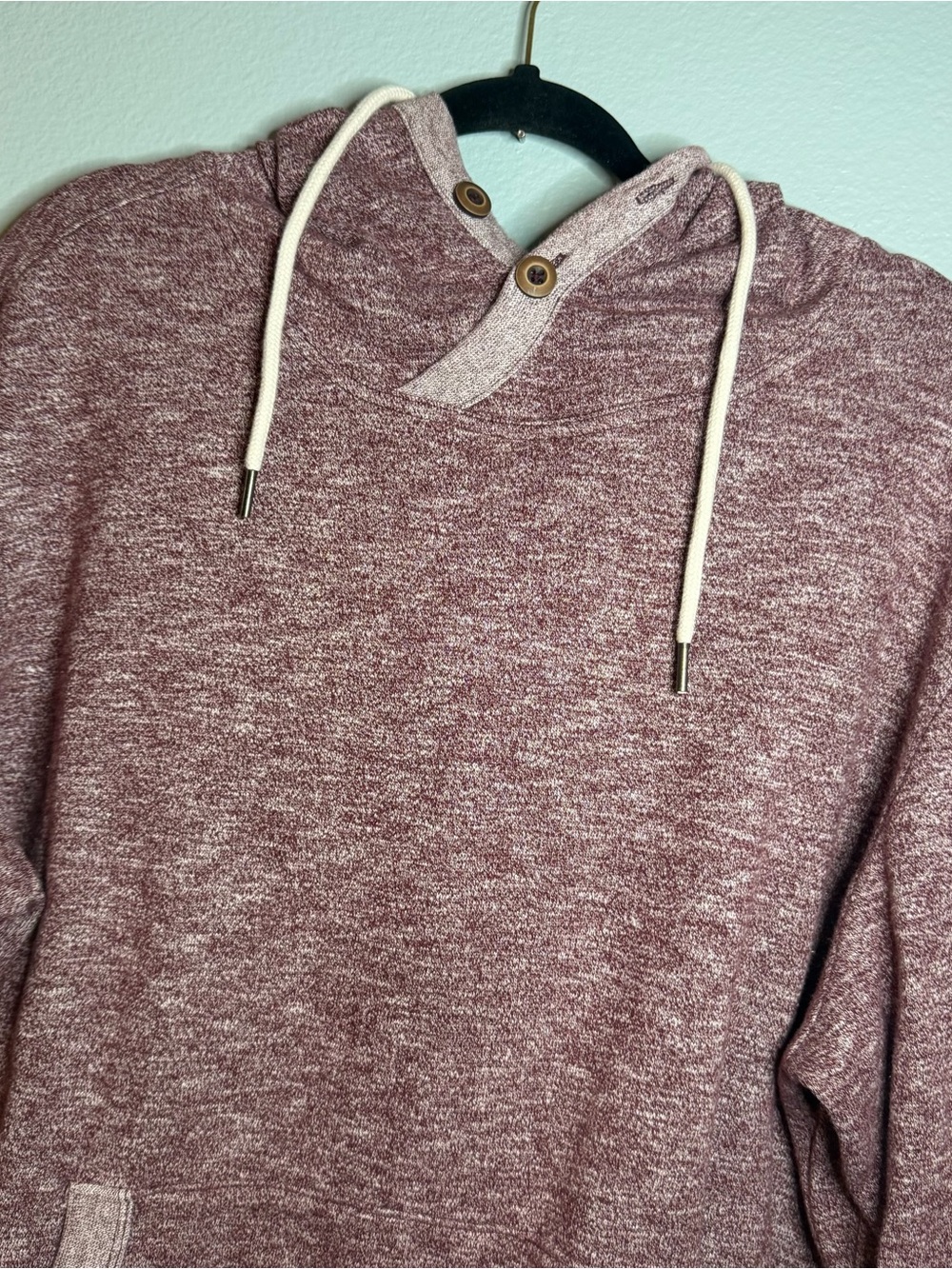 Express Men's Hooded Knit Sweater Pullover - Heather Mauve Burgundy